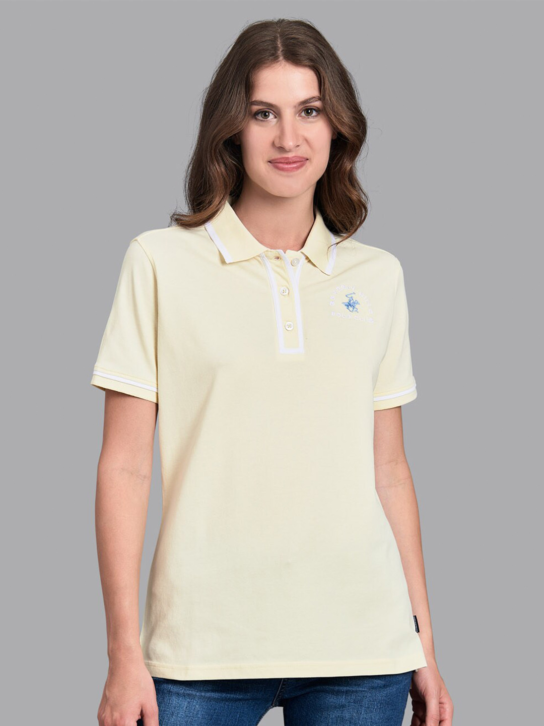 Buy Beverly Hills Polo Club Women Yellow Polo Collar T Shirt Tshirts for Women 19363620 Myntra