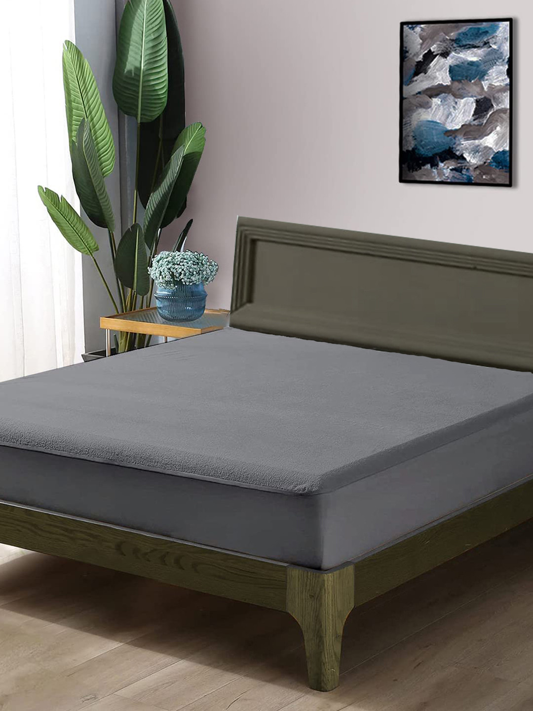 Buy Trance Home Linen Grey Solid Water Proof Mattress Protector Mattress Protector for Unisex