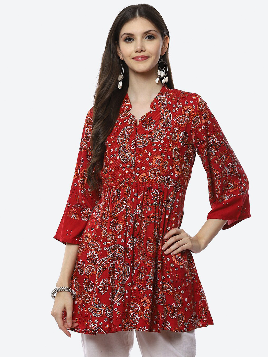 Buy Biba Women Red Floral Printed Kurti Kurtis for Women 19366210
