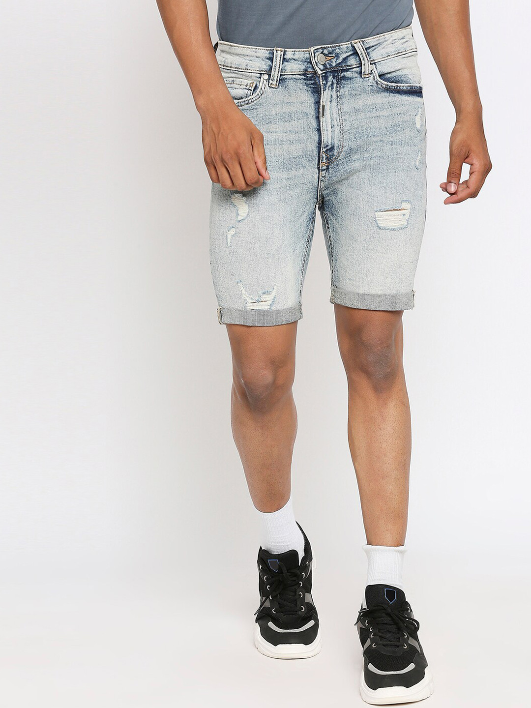 Buy LOVEGEN Men Blue Washed Skinny Fit Denim Shorts Shorts for Men 19366584 Myntra