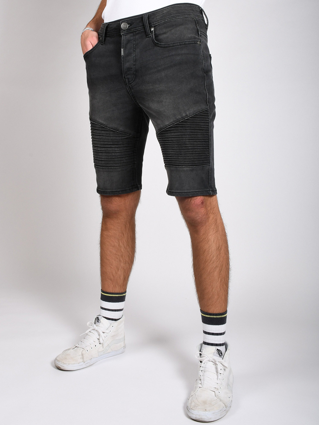 Buy LOVEGEN Men Black Washed Skinny Fit Denim Biker Shorts Shorts for Men 19366594 Myntra