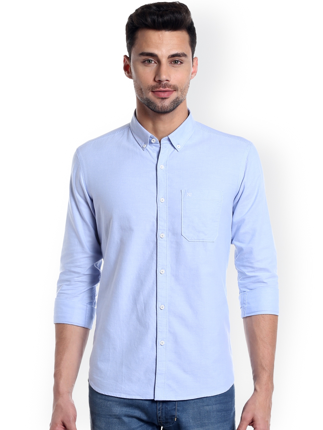 Buy Numero Uno Men Blue Slim Fit Solid Casual Shirt - Shirts for Men ...