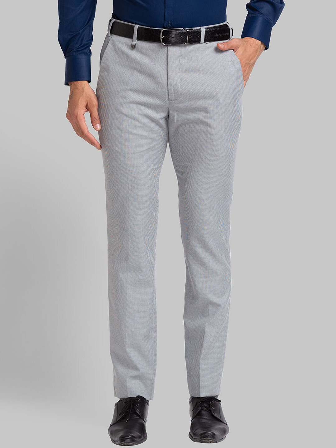 Buy Park Avenue Men Grey Slim Fit Formal Trousers - Trousers for Men ...