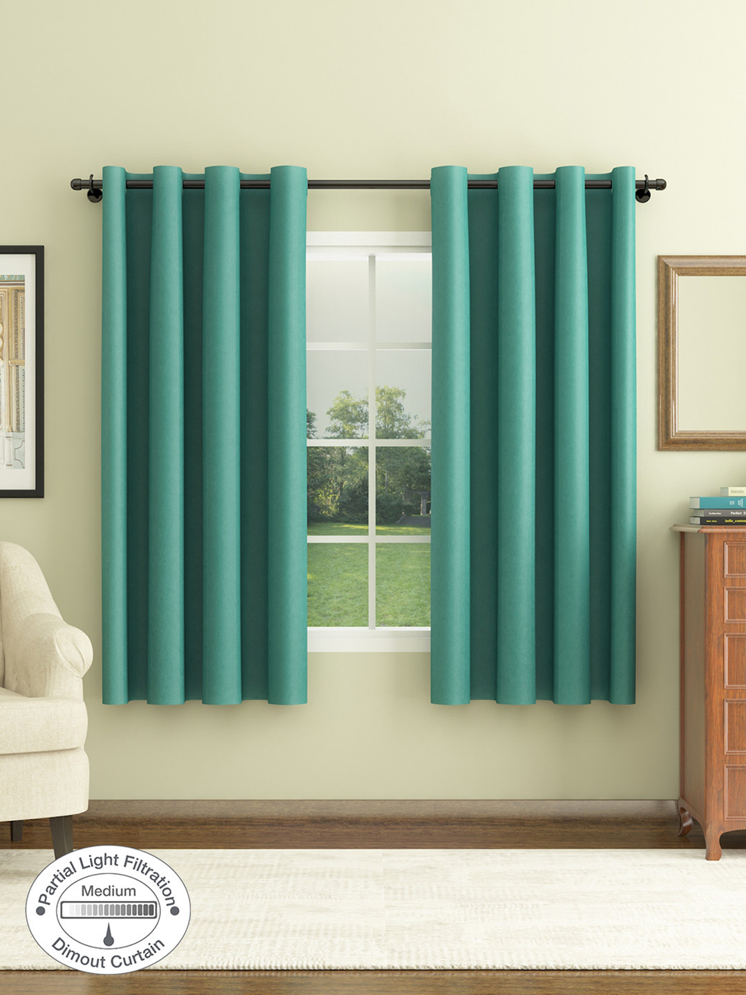 Buy HomeTown Turquoise Blue Set Of 2 Black Out Window Curtain