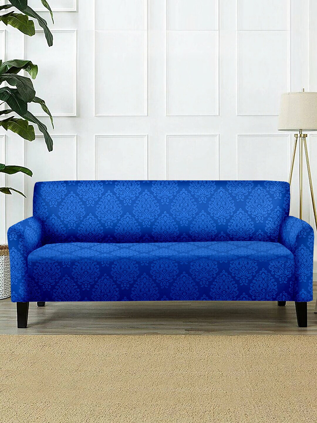 Buy Cortina Blue Printed 3 Seater Sofa Cover Sofa Covers for Unisex