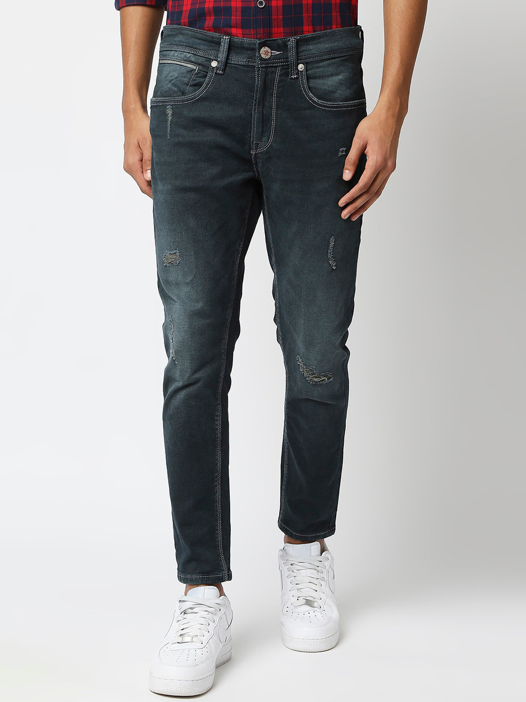 Buy Pepe Jeans Men Green Skinny Fit Mildly Distressed Light Fade