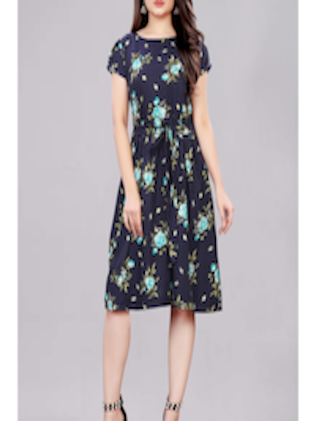 Buy MODLI 20 FASHION Women Blue Floral Printed Crepe Dress - Dresses ...