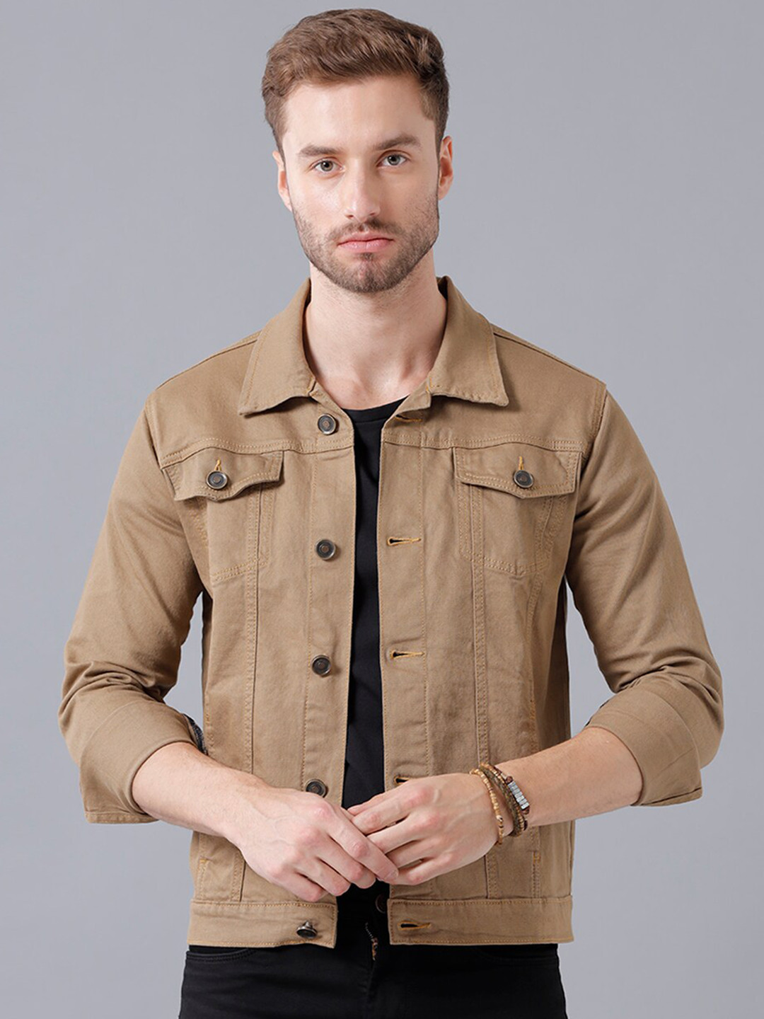 Buy IMYOUNG Men Khaki Denim Jacket Jackets for Men 19376646 Myntra