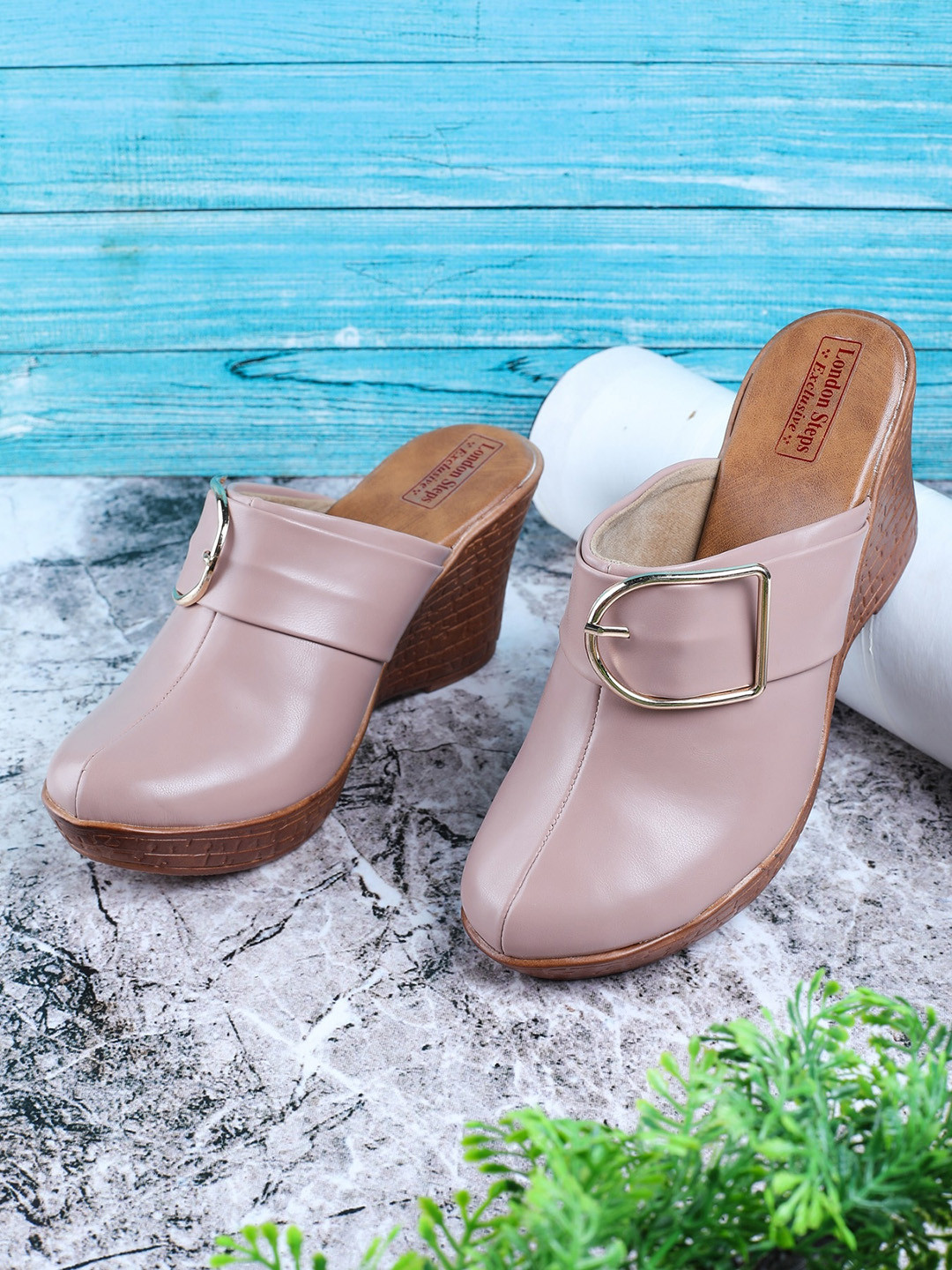 Buy LONDON STEPS Pink Wedge Pumps With Buckles Heels for Women