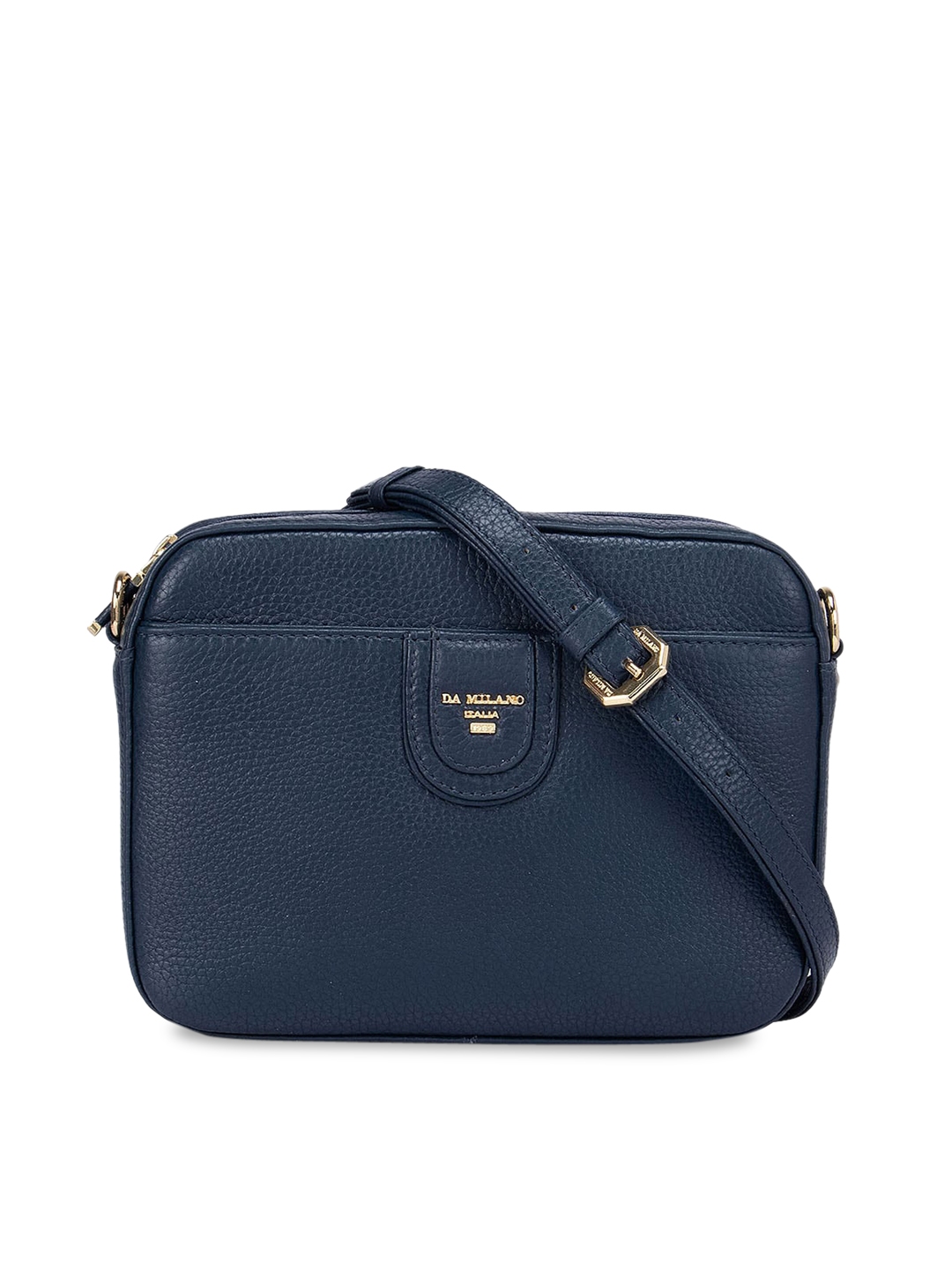 Buy Da Milano Blue Leather Structured Sling Bag With Quilted - Handbags ...
