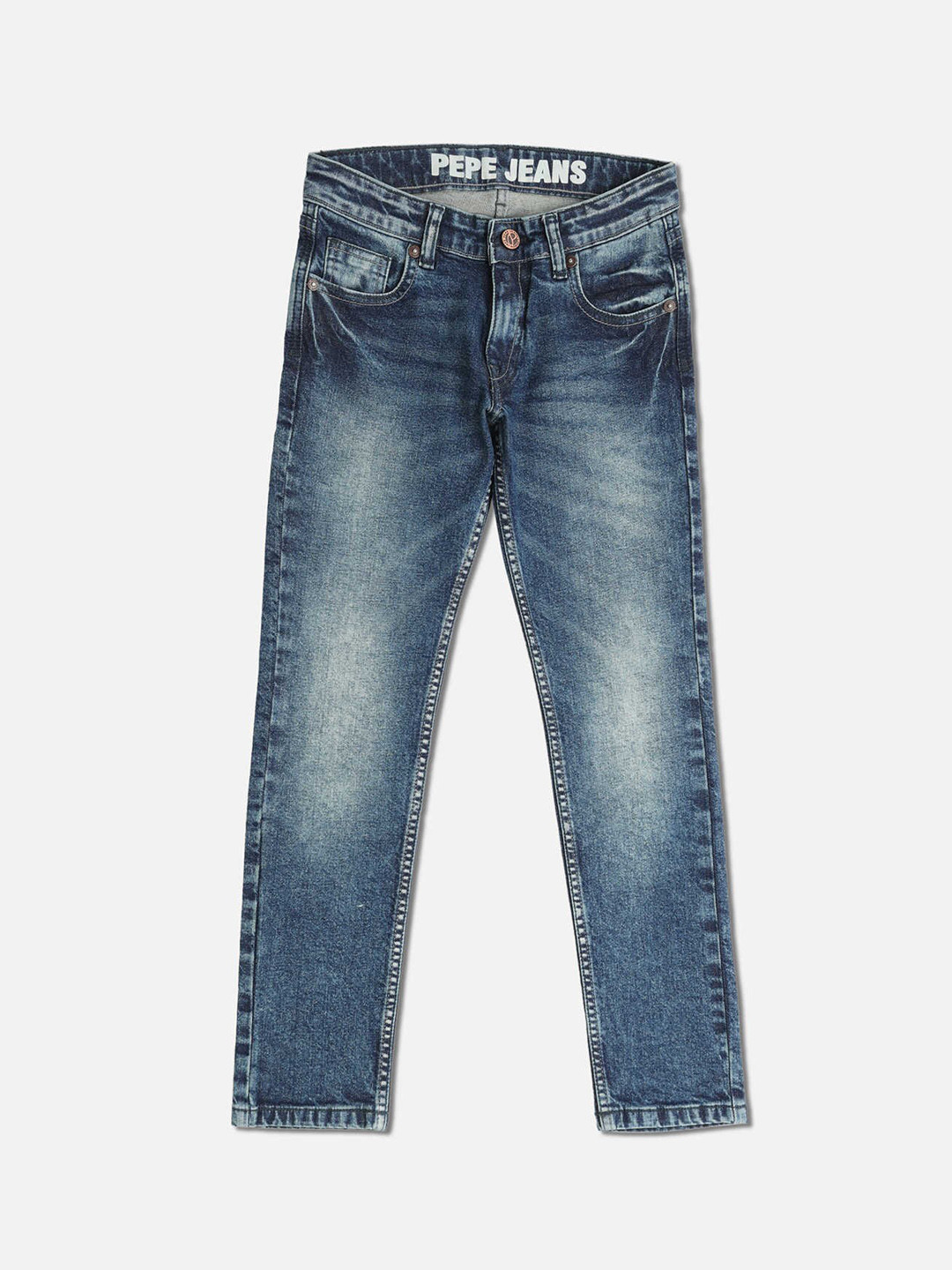 Jeans Slim Pepe Cashed Per Bambini E Ragazzi - Taglio Slim, 5 Tasche, Lavaggio Grigio