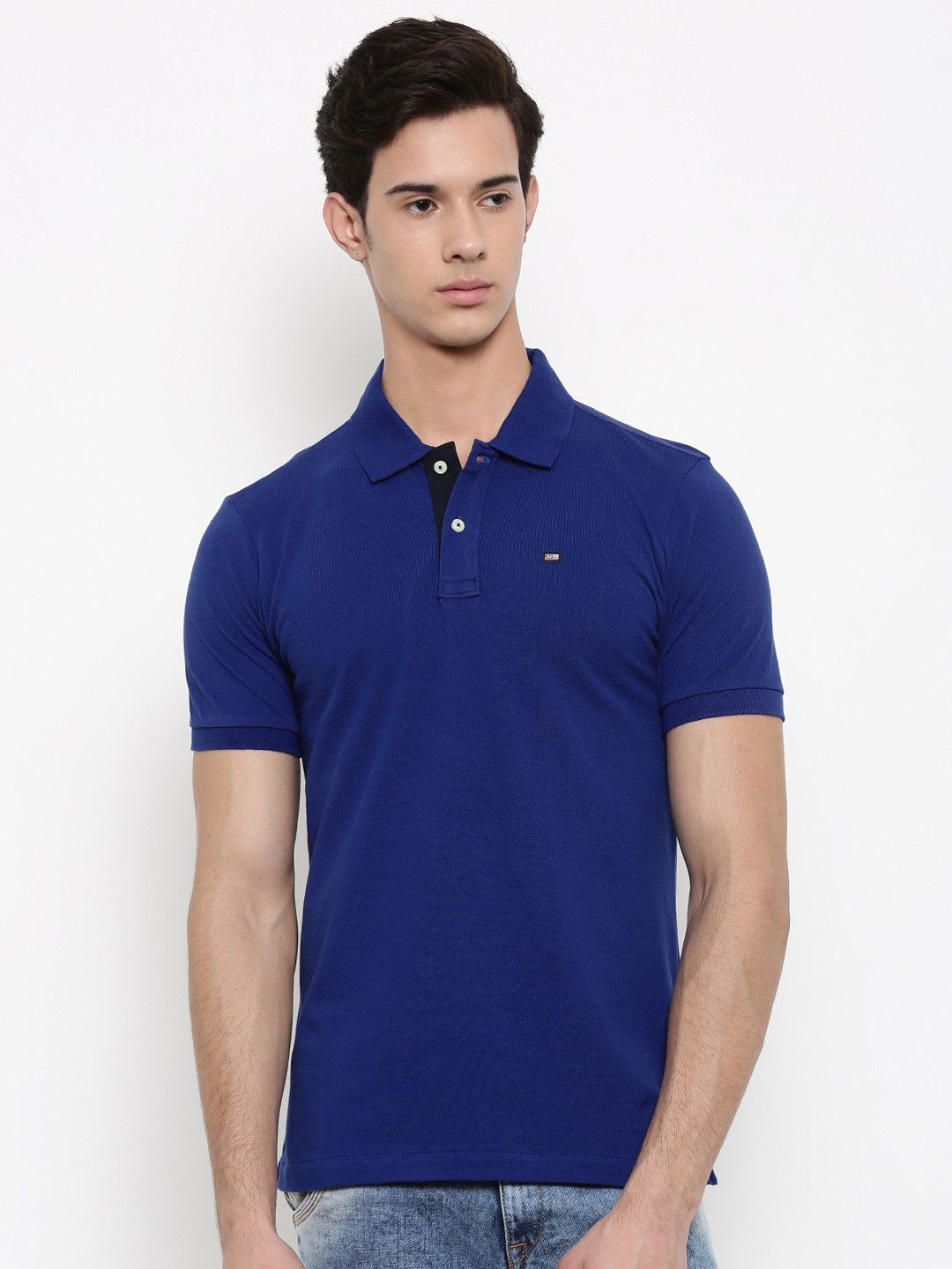 Buy Arrow Sport Men Blue Solid Polo Pure Cotton T Shirt Tshirts for