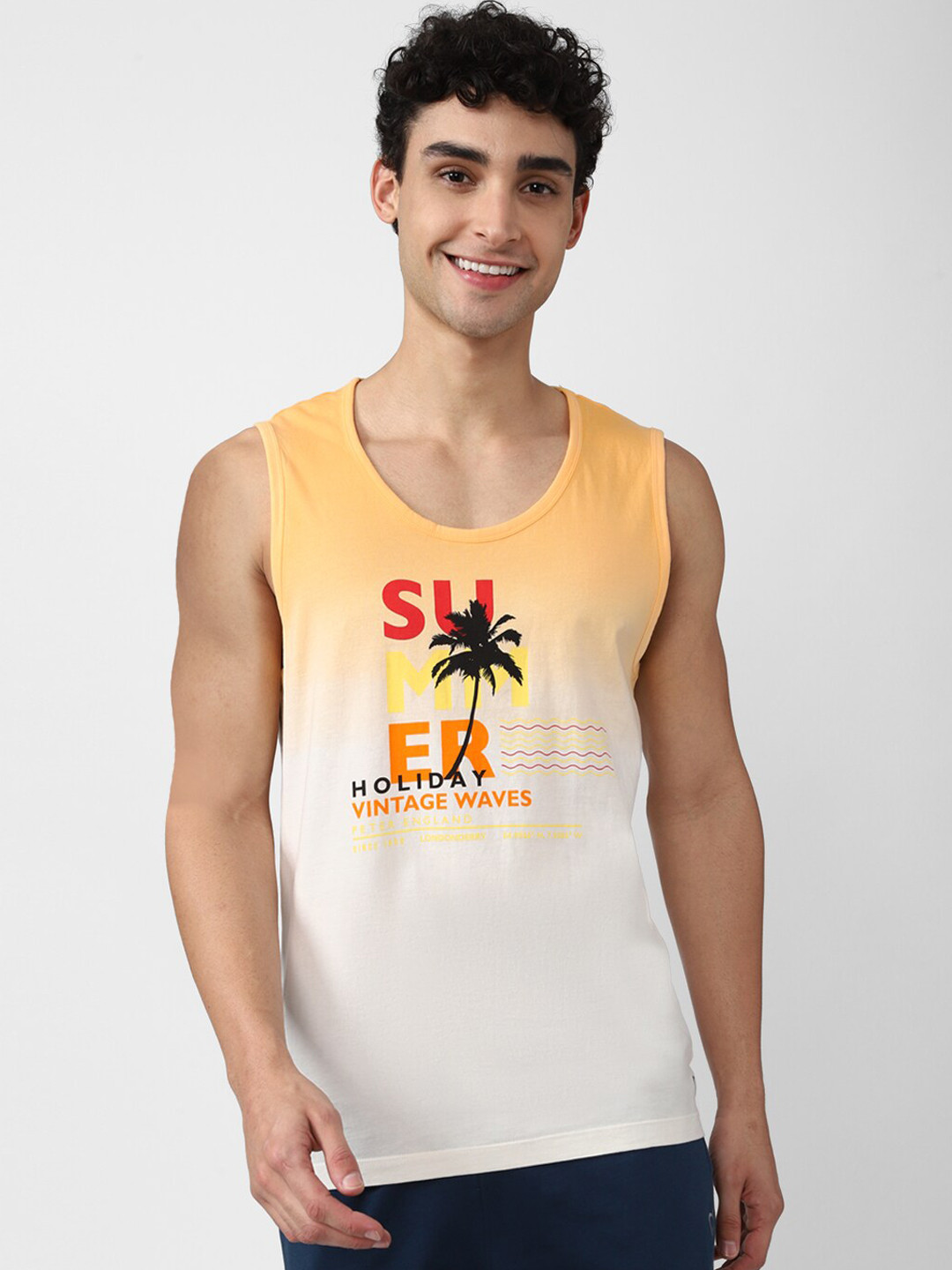 Buy Peter England Men White Printed Pure Cotton Innerwear Vests