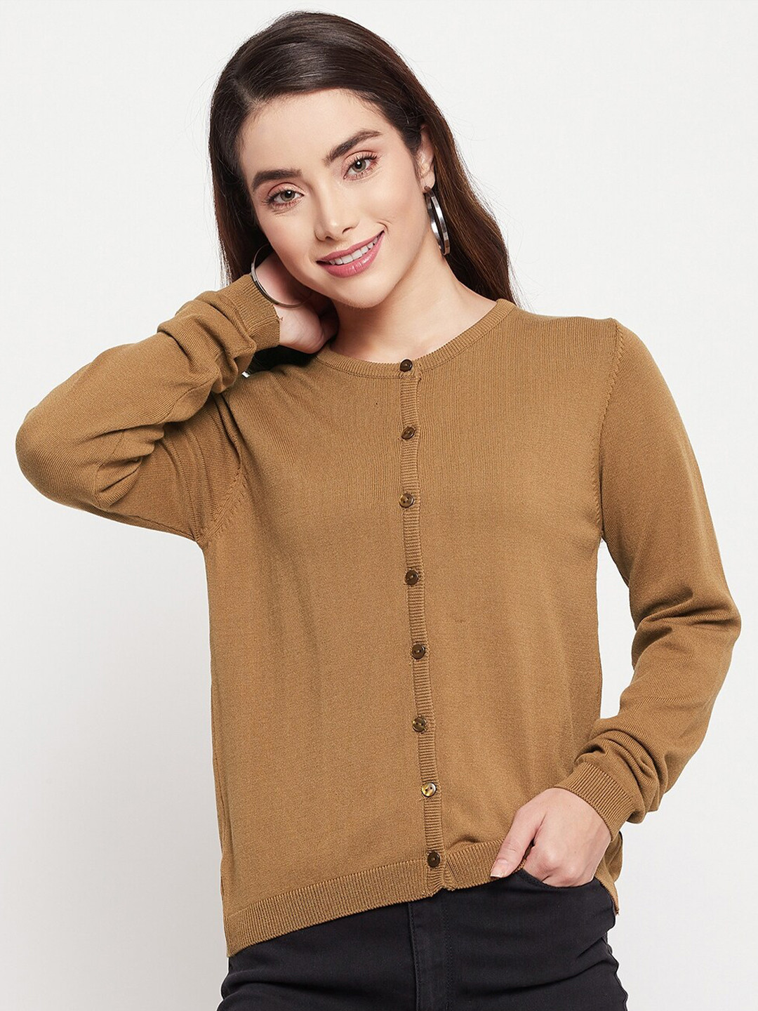 Buy Madame Women Khaki Cardigan Sweaters for Women 19393278 Myntra