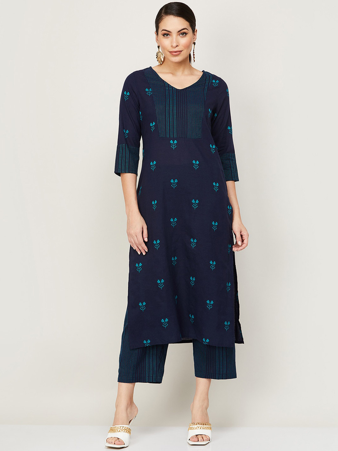 Blue Cotton Kurti Set for Women