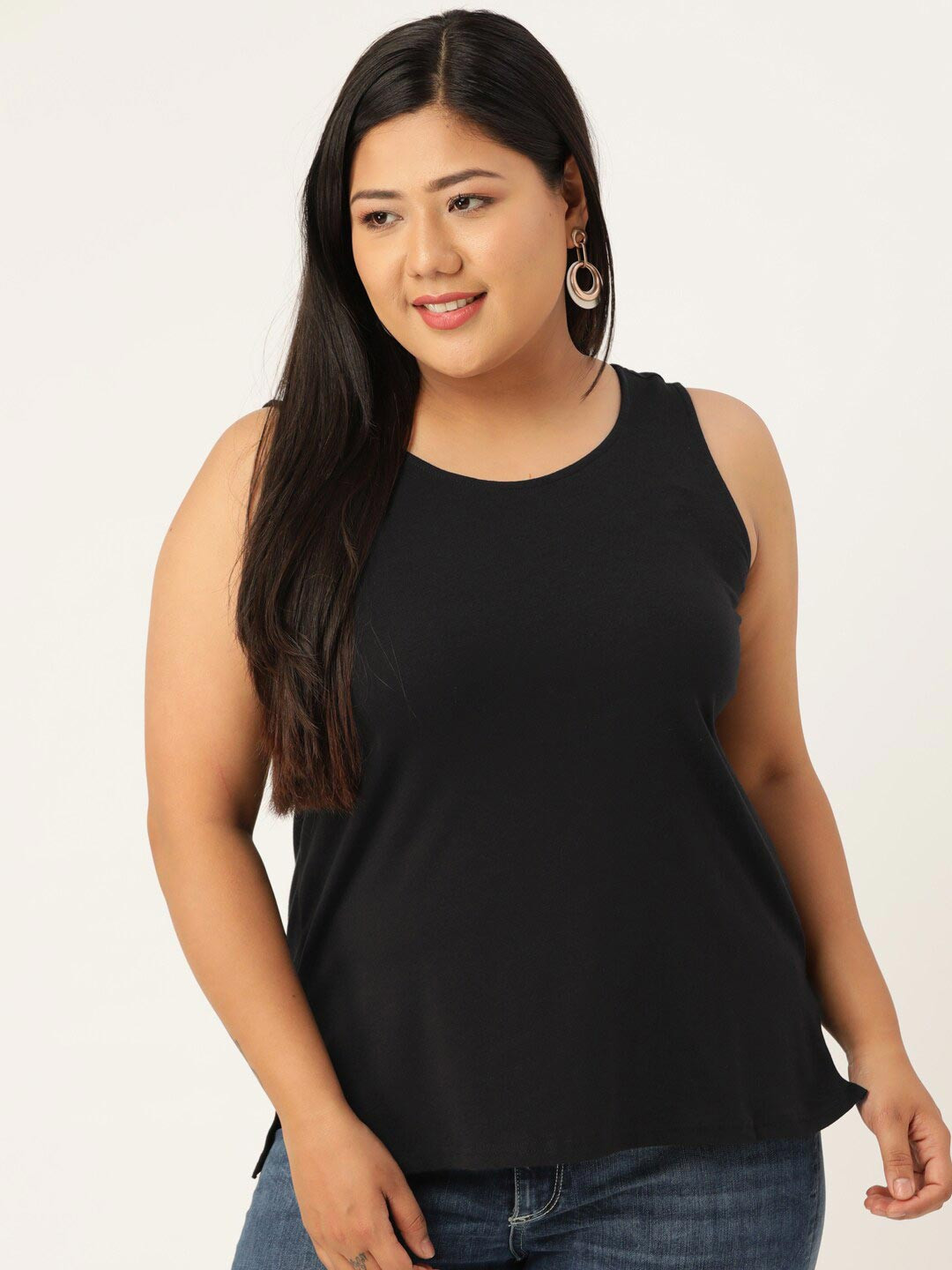 Buy TheRebelinme Plus Size Black Knitted Tank Top Tops for Women