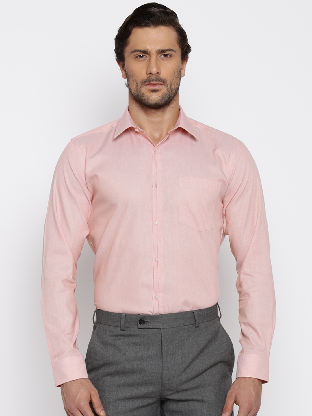 Buy Park Avenue Men Pink Slim Fit Solid Formal Shirt - Shirts for Men ...