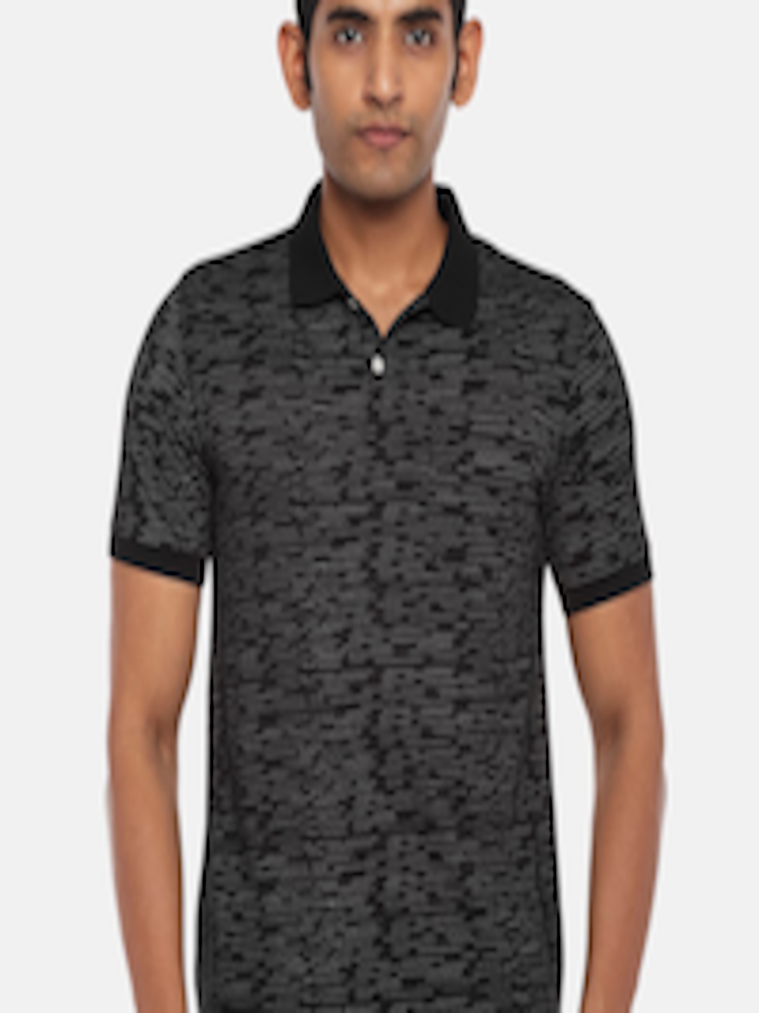 Buy BYFORD By Pantaloons Men Black Polo Collar Slim Fit T Shirt ...