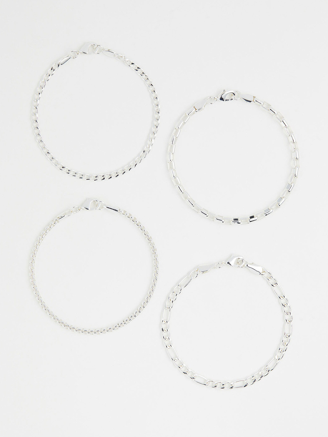 Buy H&M Men Silver Toned Wraparound 4 Pack Bracelets Bracelet for Men