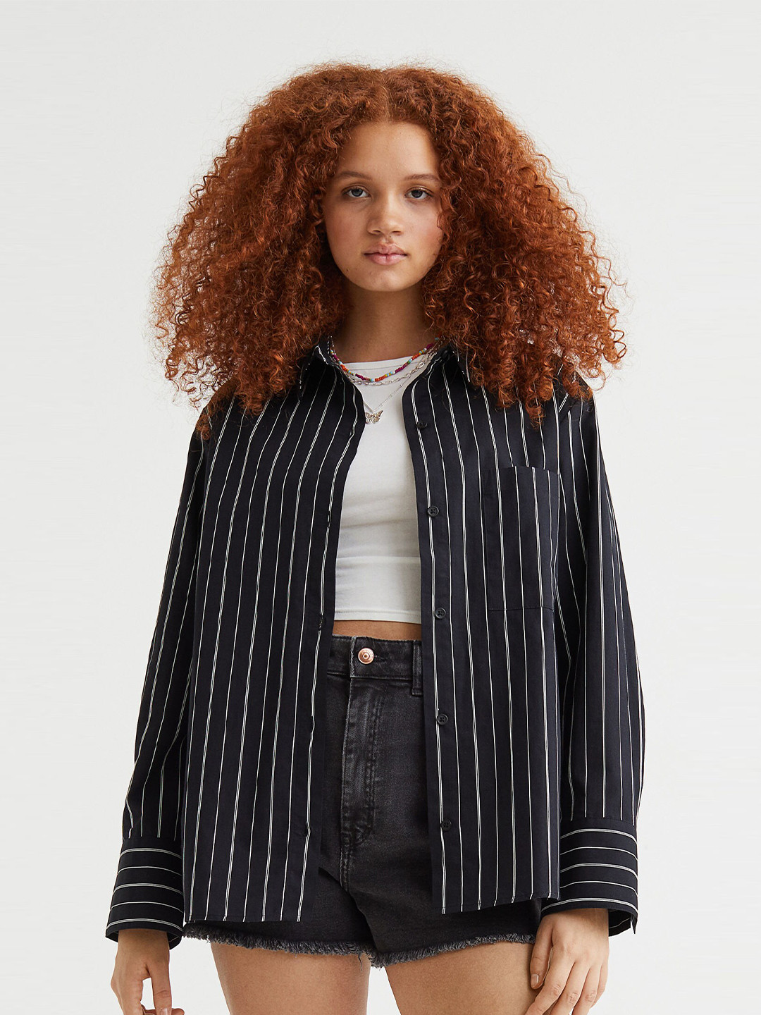 Buy H&M Black Oversized Poplin Shirt Shirts for Women 19409282 Myntra