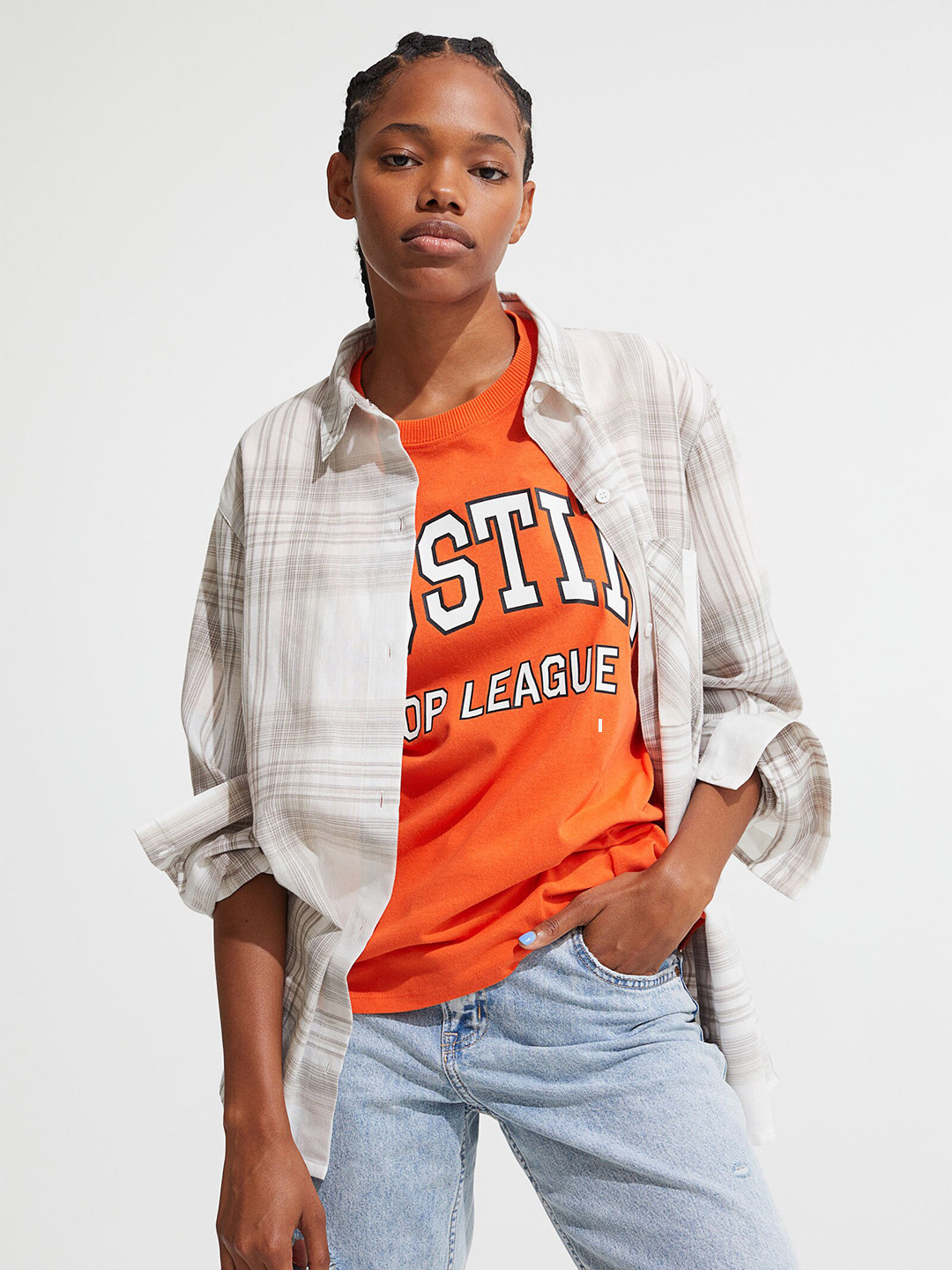 Buy H&M Women White Regular Fit Checked Shirt Shirts for Women