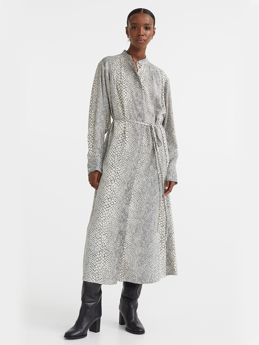 Buy H&M Grey Tie Belt Dress Dresses for Women 19409480 Myntra