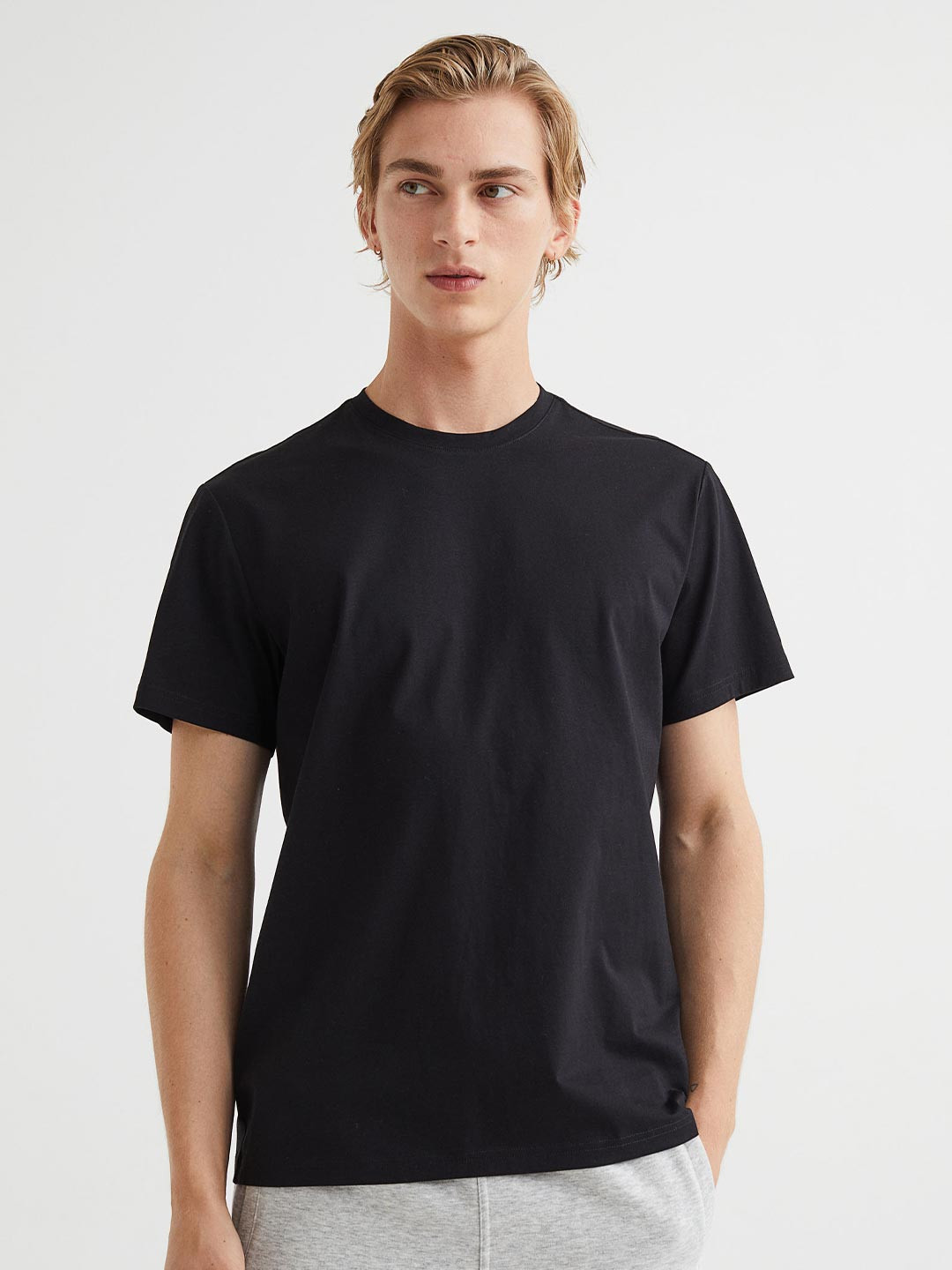 Buy H&M Men Black Regular Fit Pima Cotton T Shirt Tshirts for Men