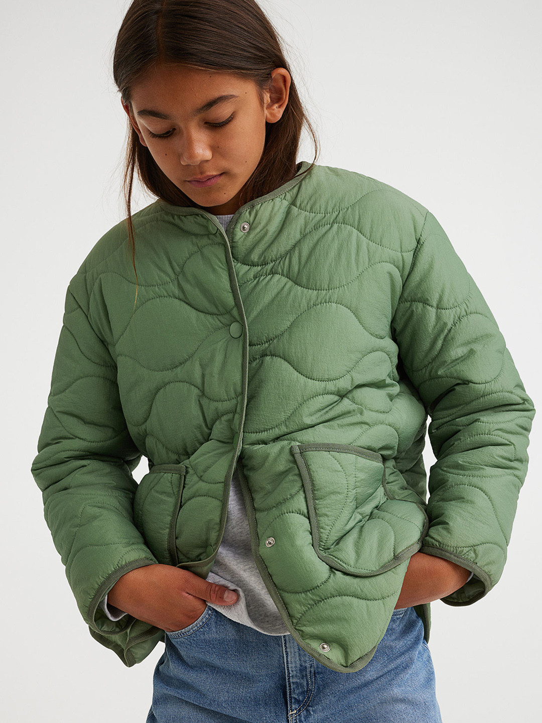 Buy H&M Girls Green Quilted Jacket Jackets for Girls 19410296 Myntra