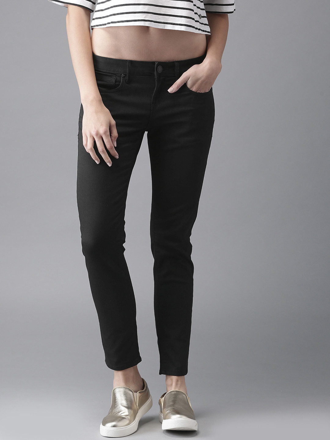 Buy Moda Rapido Women Ankle Length Skinny Fit Black Stretchable Jeans