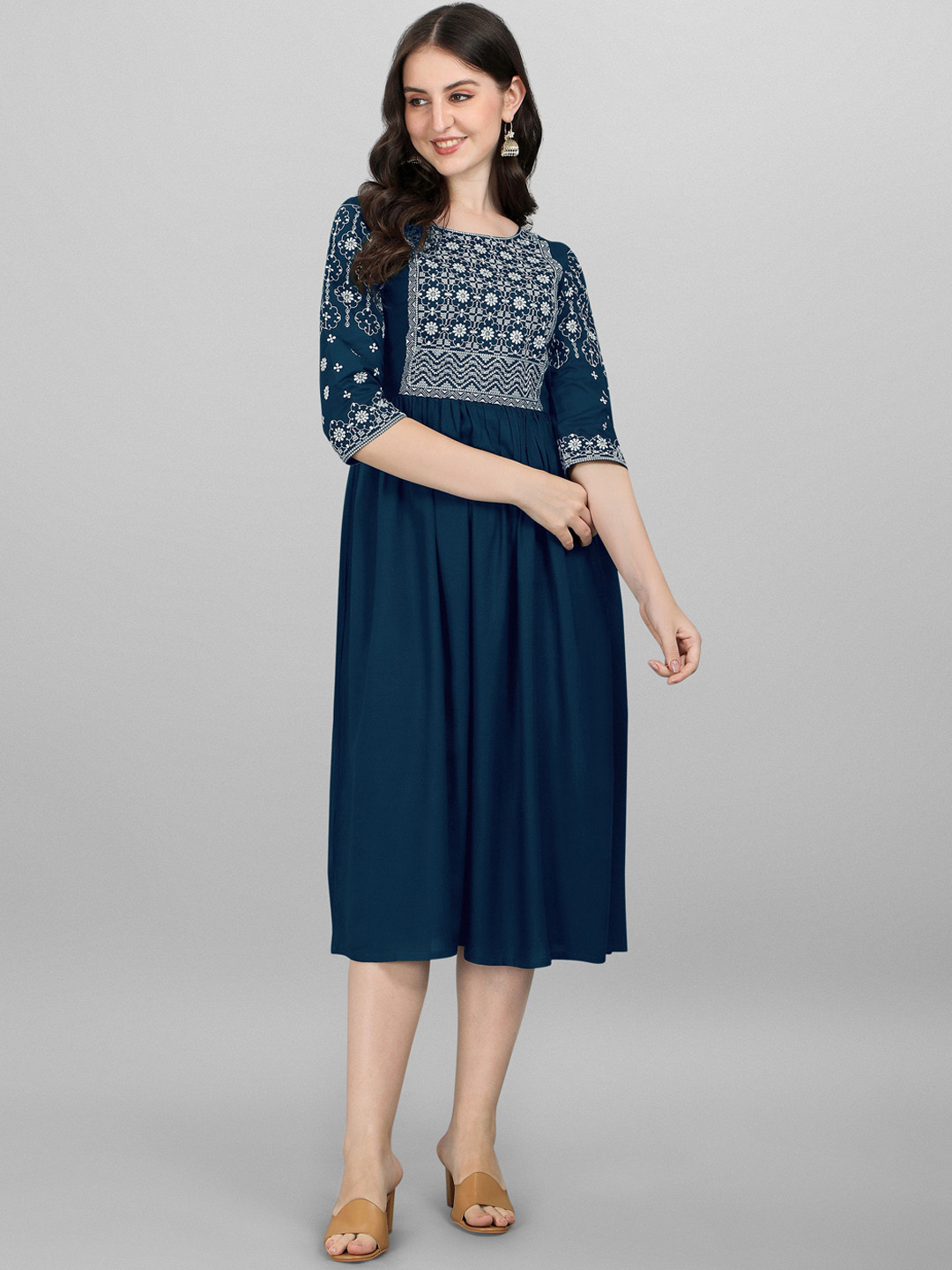 Black/Blue Sultana Embroidered Dress