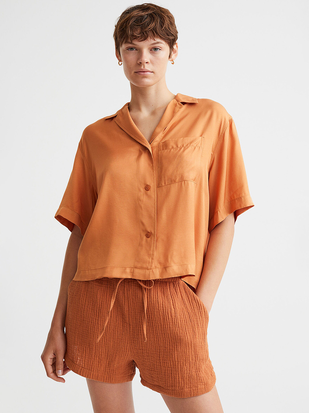 Buy H&M Women Orange Cotton Shorts Shorts for Women 19416842 Myntra