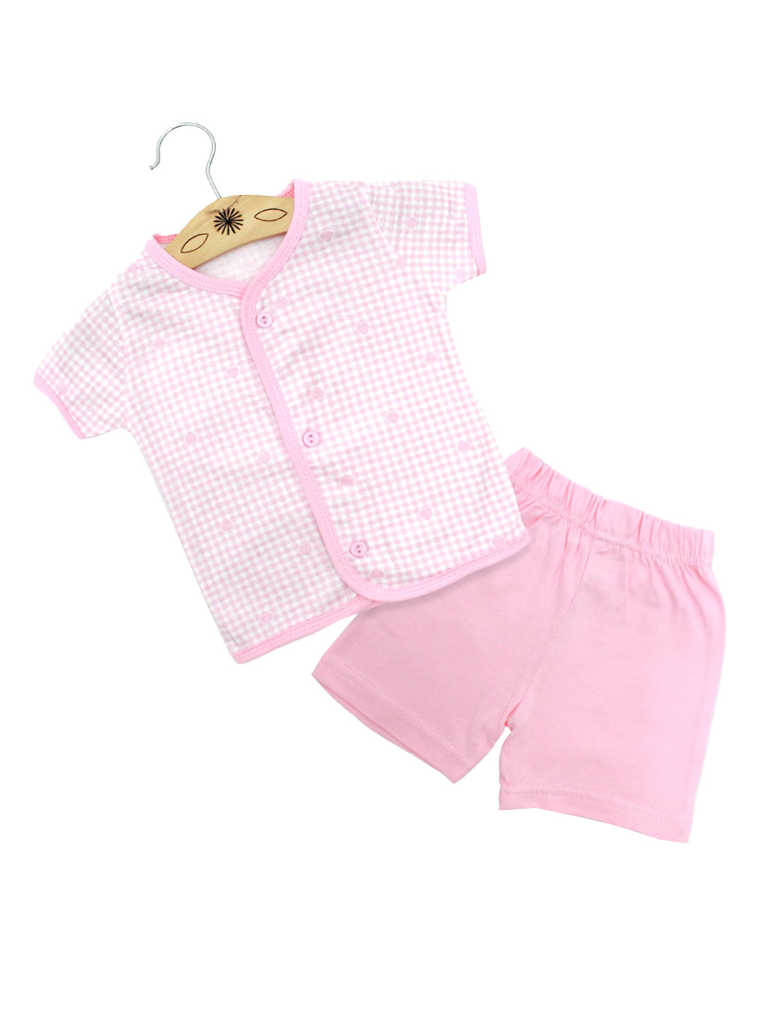 Buy Born Babies Kids Pink & White Checked Shirt With Shorts Clothing