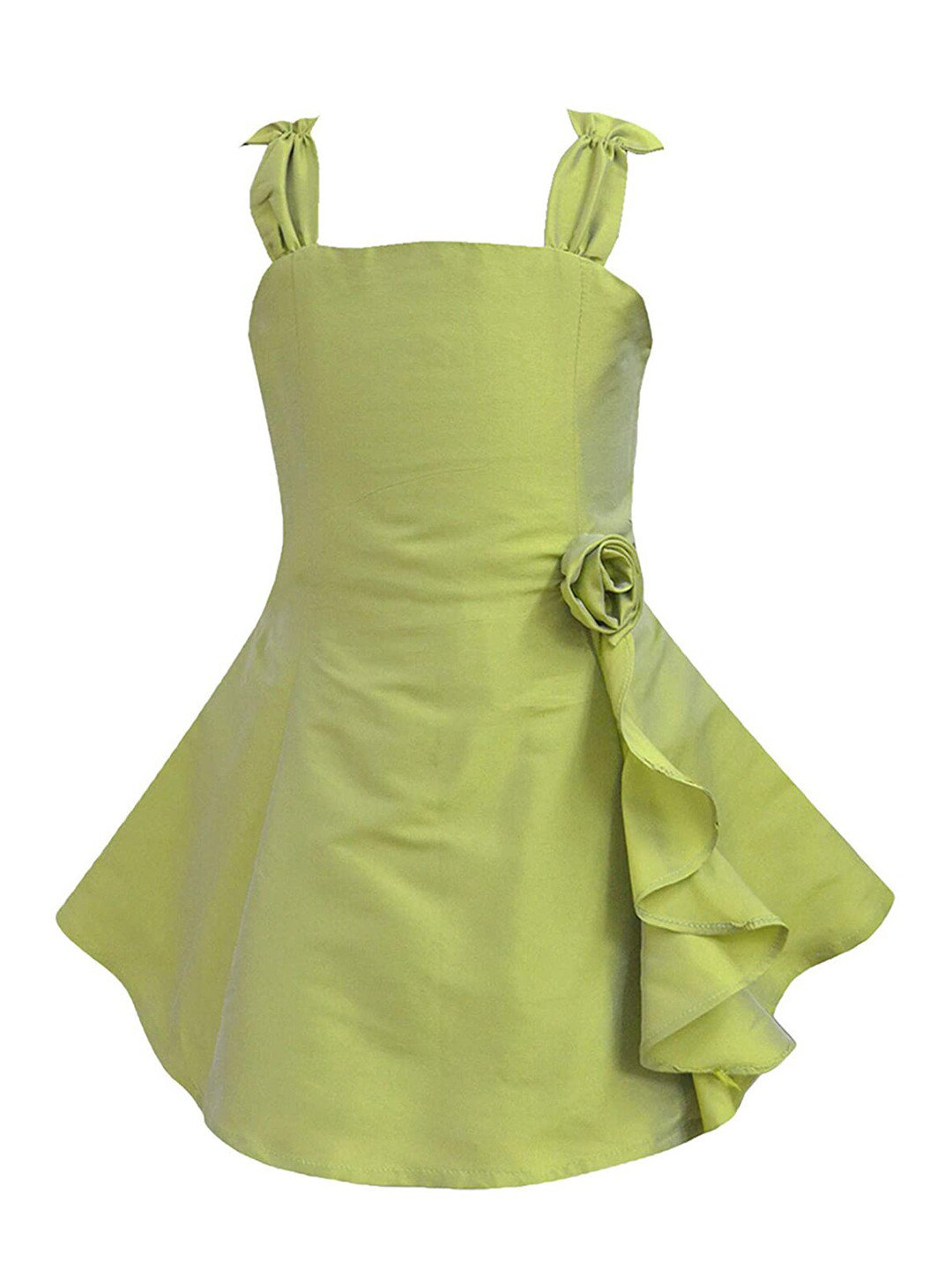 Buy A T U N Lime Green Flower Ruffle Dress Dresses for Girls 19420816 Myntra