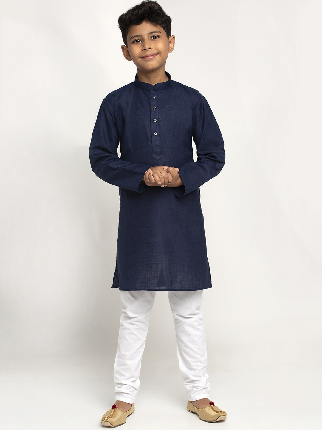 Boys IndoWestern kurta set - Orange and Blue main image 0