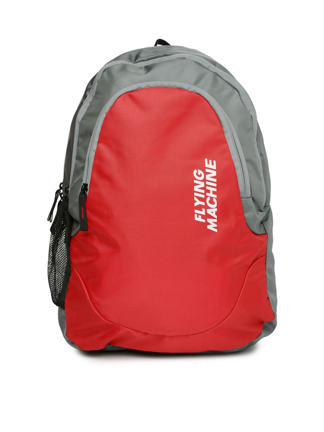 Buy Flying Machine Men Red & Grey Colourblocked Backpack Backpacks
