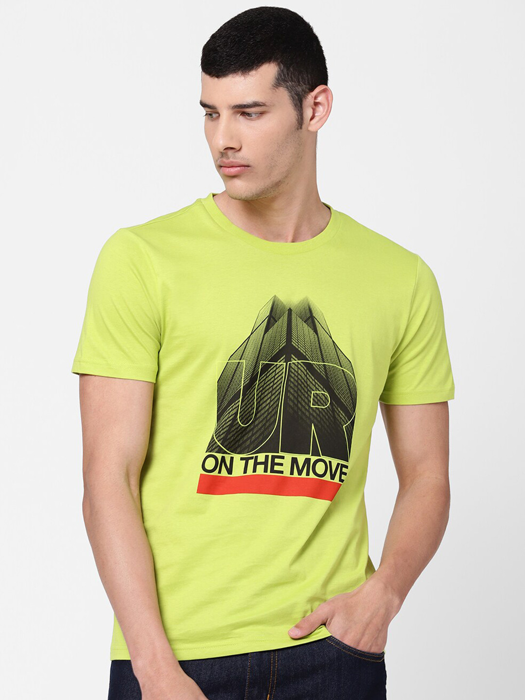 Buy Lee Men Lime Green Typography Printed Slim Fit T Shirt Tshirts