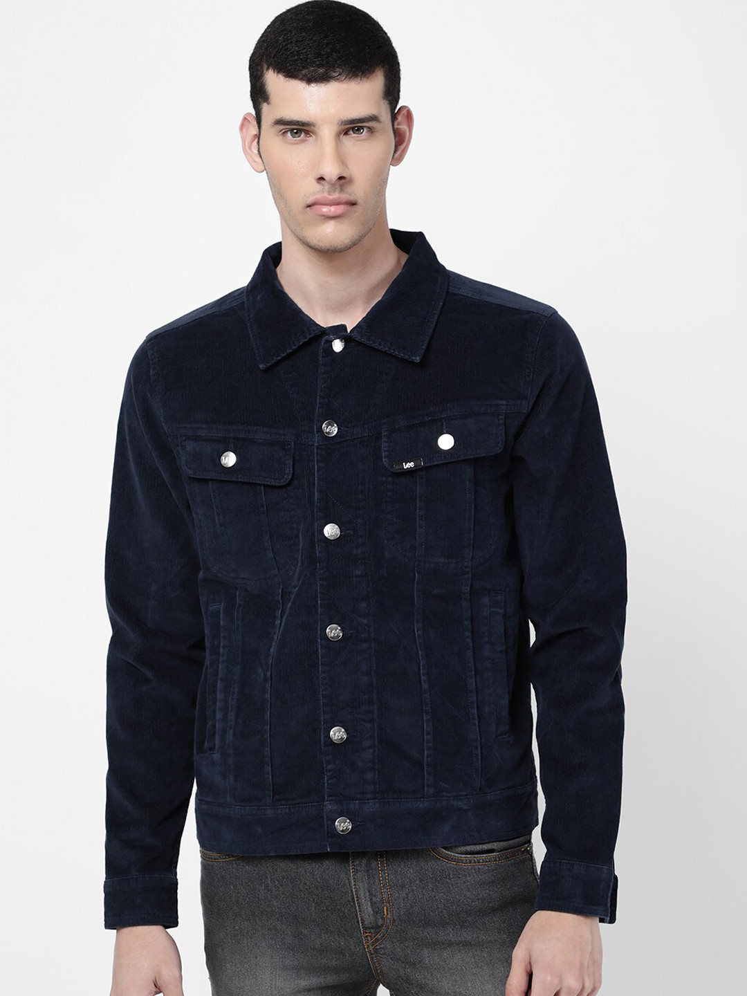 Buy Lee Men Navy Blue Washed Denim Jacket Jackets for Men 19431306