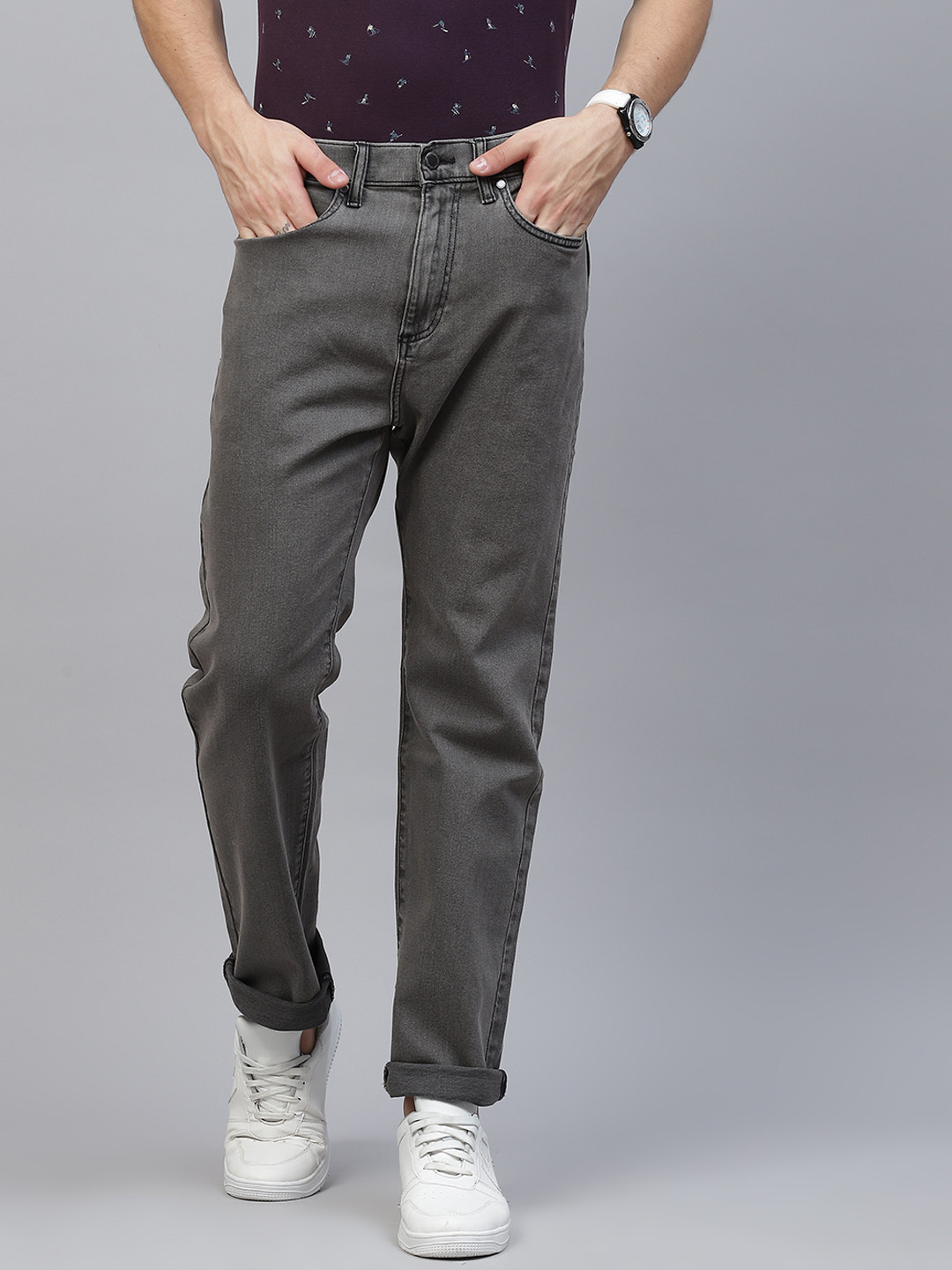 Buy Marks & Spencer Men Charcoal Grey Stretchable Jeans - Jeans for Men ...