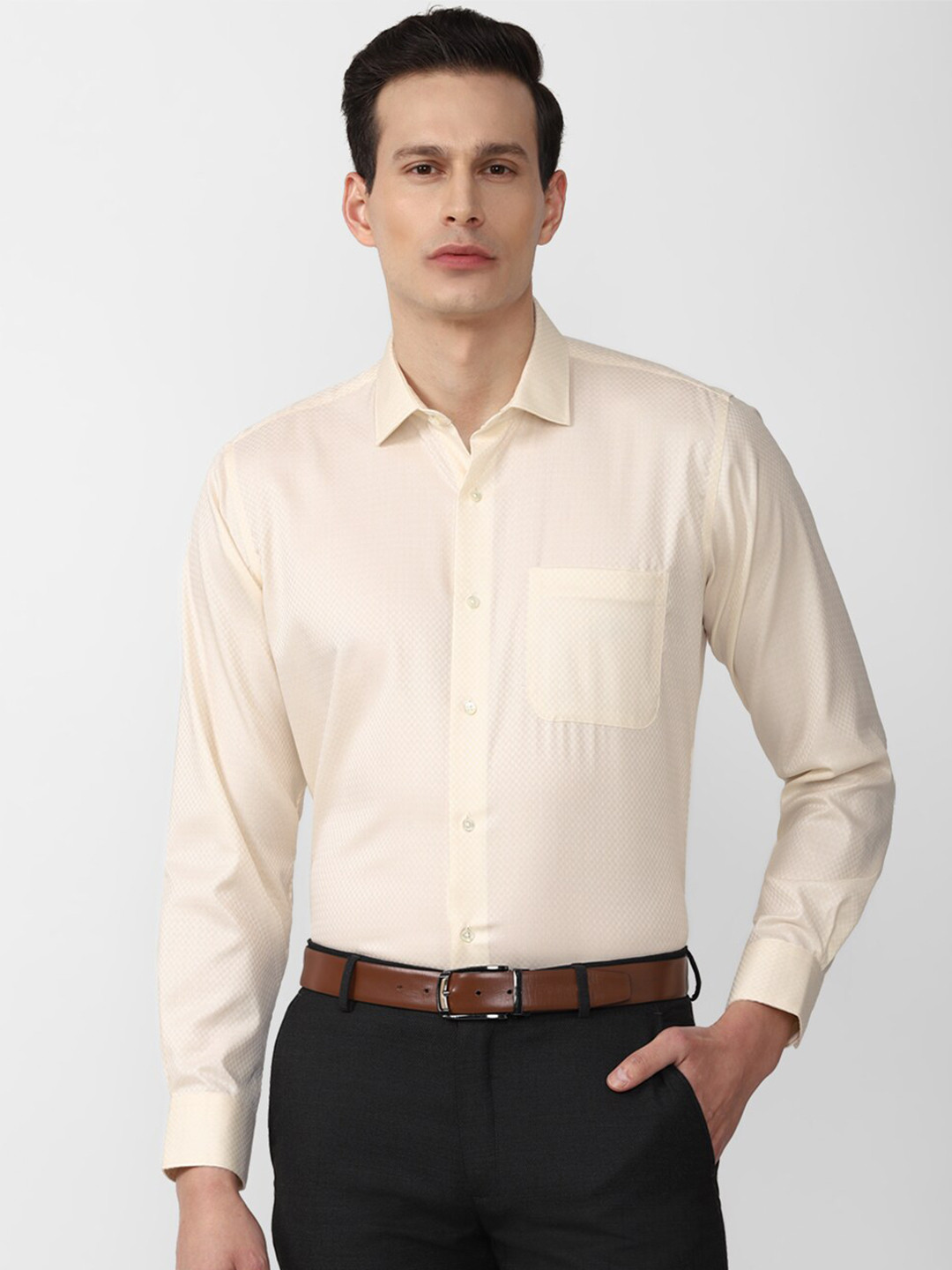 Buy Van Heusen Men Beige Formal Shirt Shirts for Men 19435162 Myntra