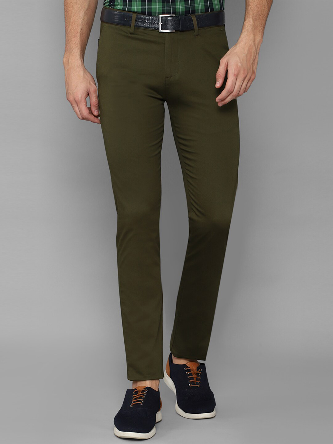 Buy Allen Solly Men Olive Green Slim Fit Chinos Trousers - Trousers for ...