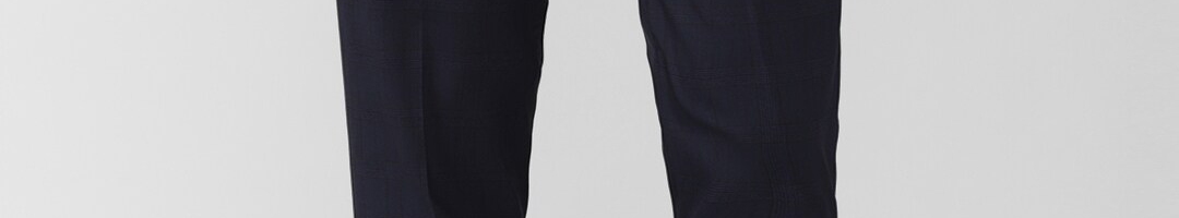 Buy Peter England Men Black Slim Fit Trousers - Trousers for Men ...