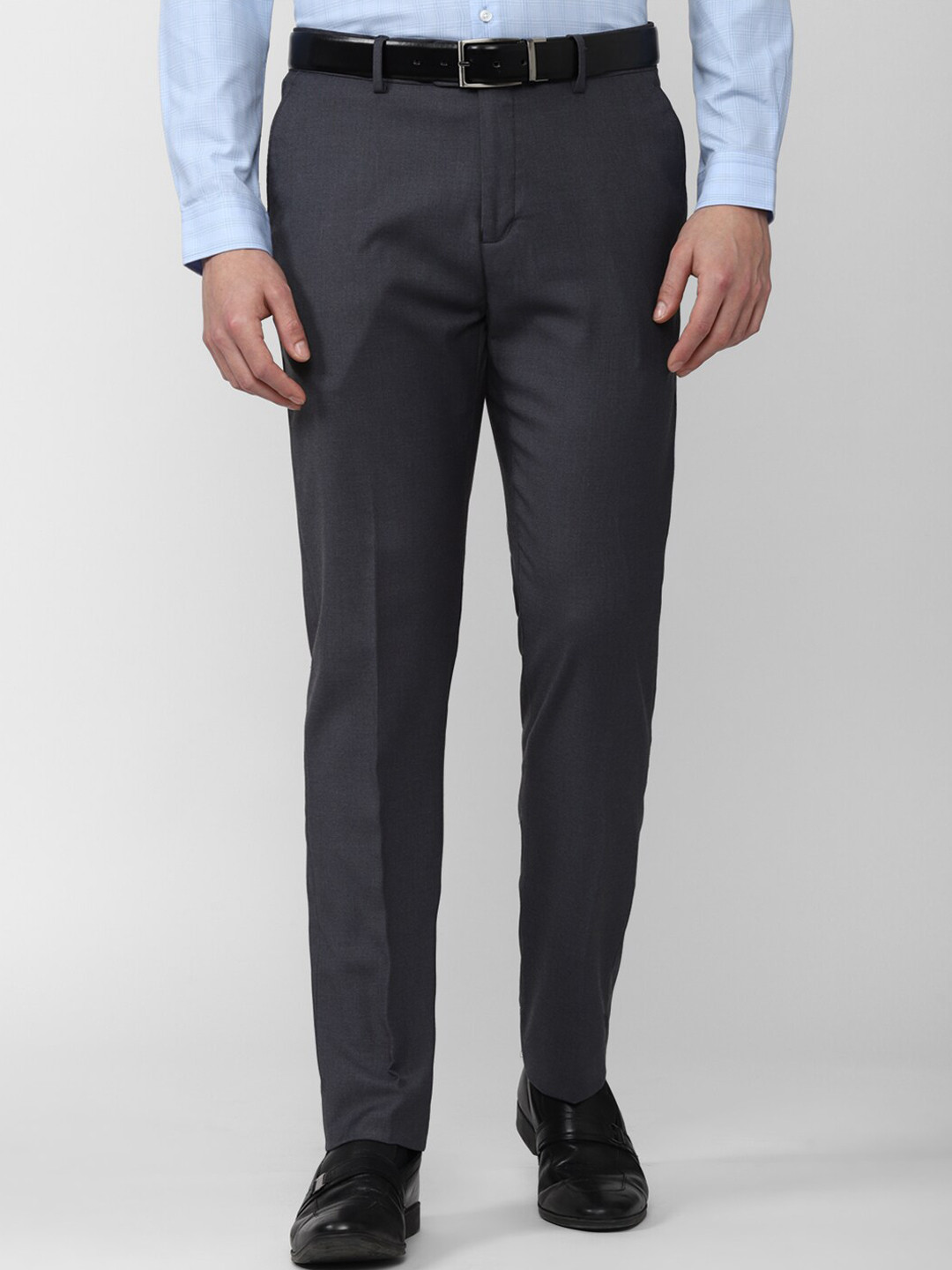 Buy Peter England Elite Men Grey Slim Fit Trousers - Trousers for Men ...