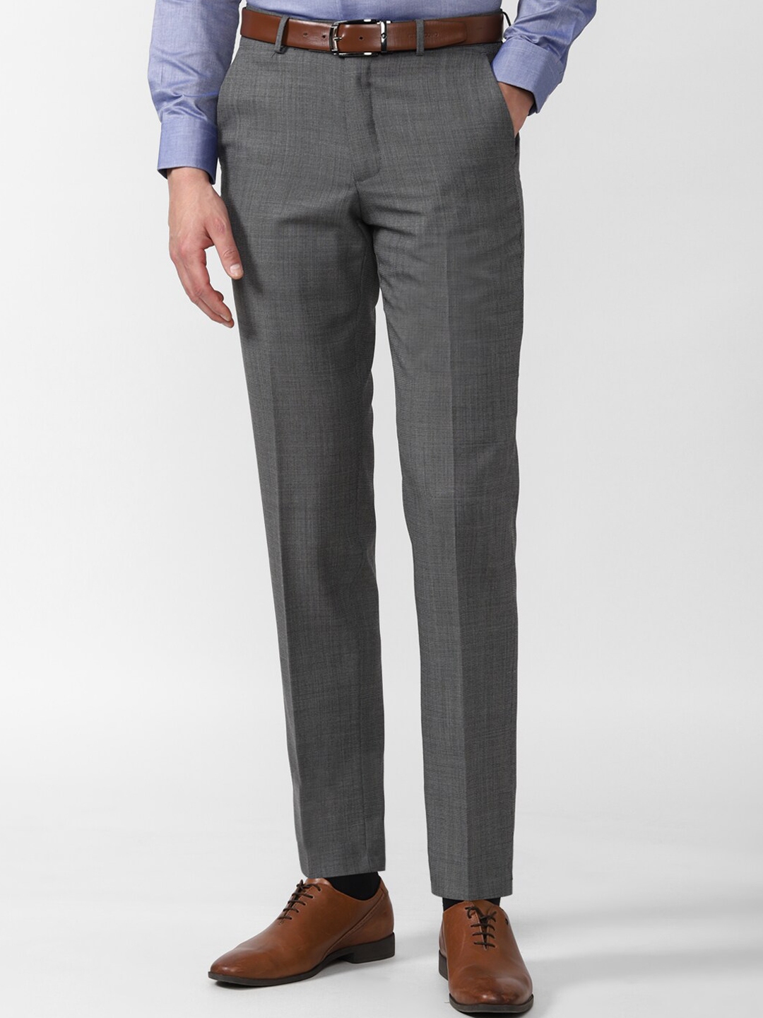 Buy Van Heusen Men Grey Checked Formal Trousers Trousers For Men buy-van-heusen-men-grey-checked-formal-trousers-trousers-for-men