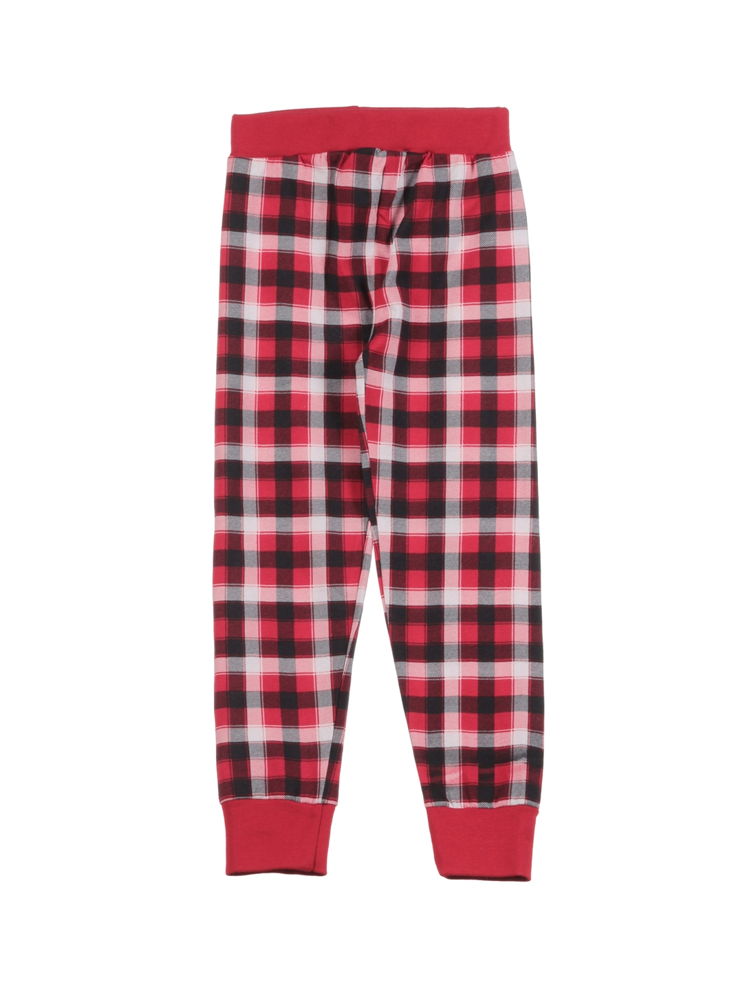 Buy Lil Lollipop Unisex Kids Red Checked Straight Fit Joggers Trousers ...