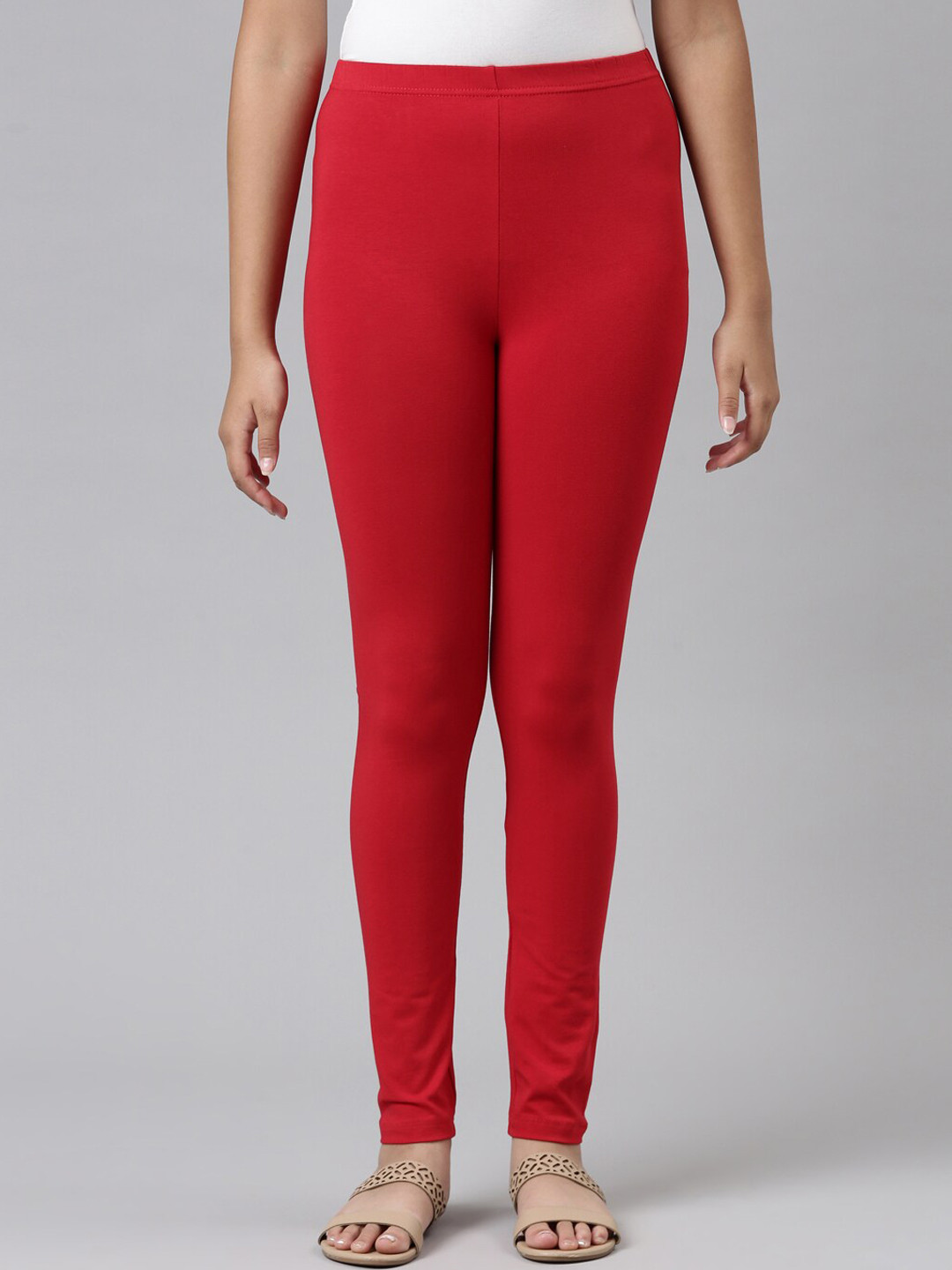 Buy Go Colors Girls Red Solid Slim Fit Ankle Length Leggings Leggings