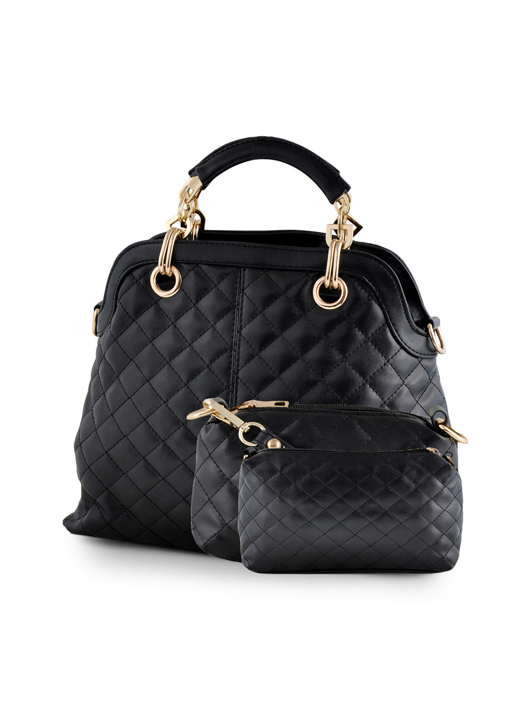 Buy Mark & Keith Set Of 2 Black Solid Handbags Handbags for Women