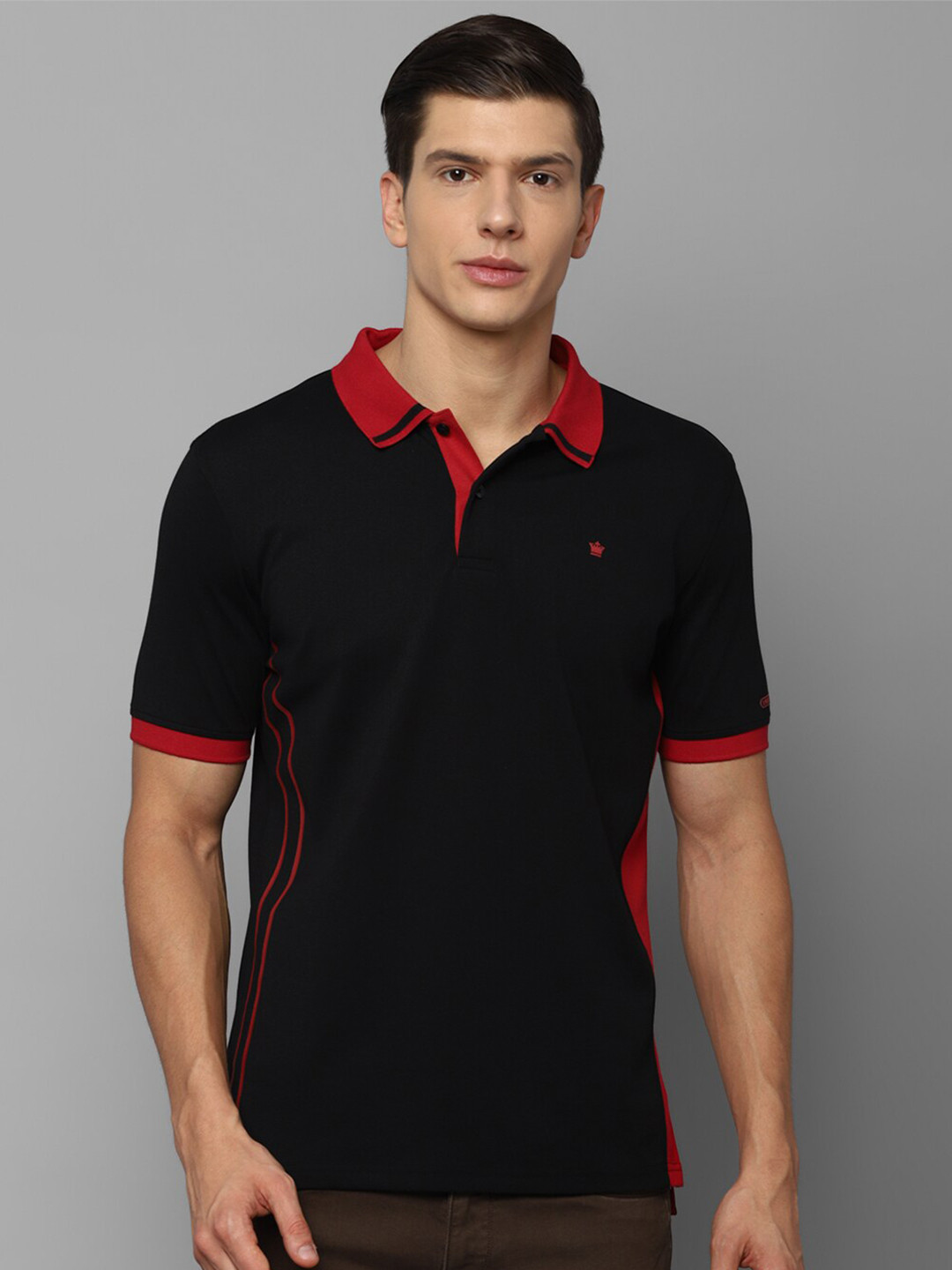 Buy Louis Philippe Men Black Polo Collar Applique T Shirt - Tshirts for ...