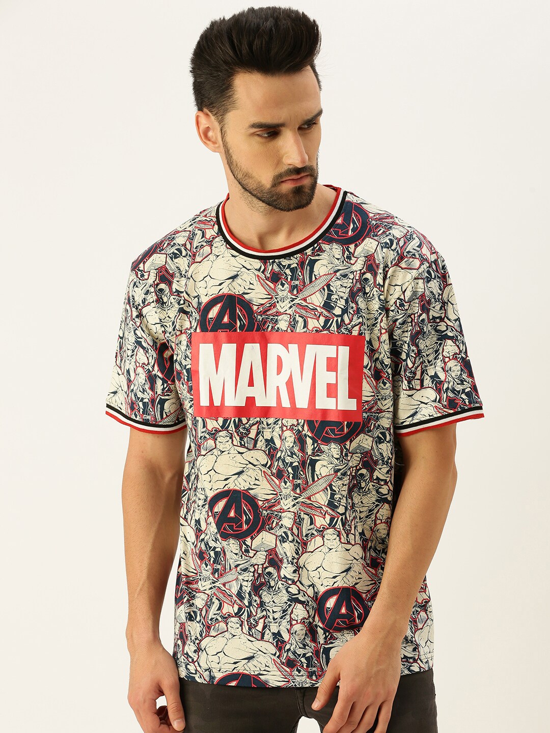Buy VEIRDO Marvel Avengers Printed Pure Cotton Oversize T Shirt