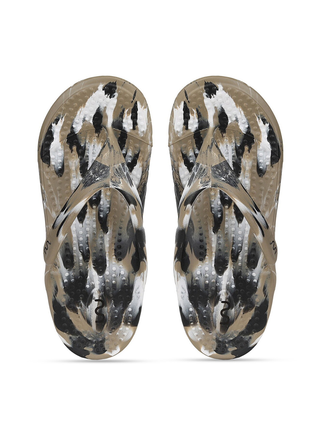 Buy Doubleu Men Khaki & Black Printed Rubber Thong Flip Flops Flip