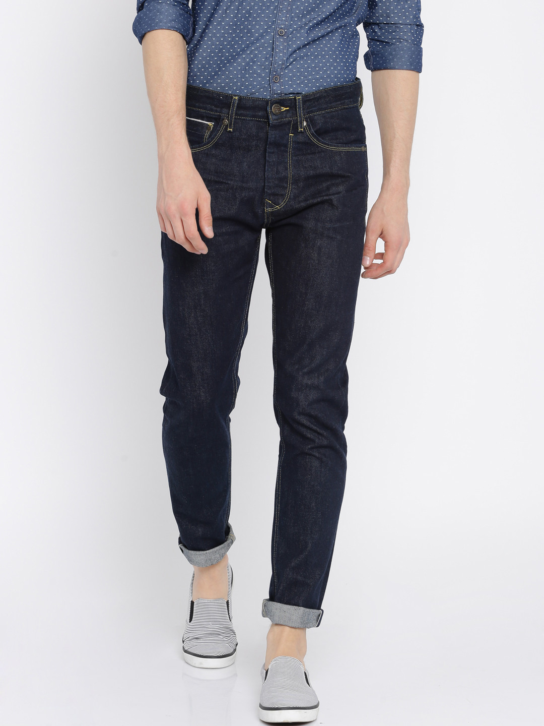 Buy Jack & Jones Men Navy Blue Anti Regular Fit High Rise Jeans Jeans